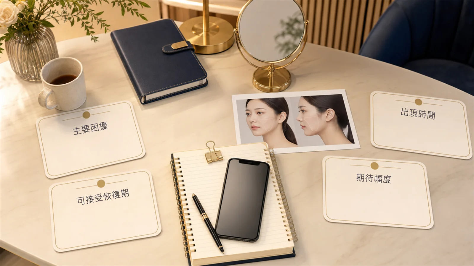 第一次醫美諮詢前可先整理主要困擾、出現時間、可接受恢復期與期待幅度。